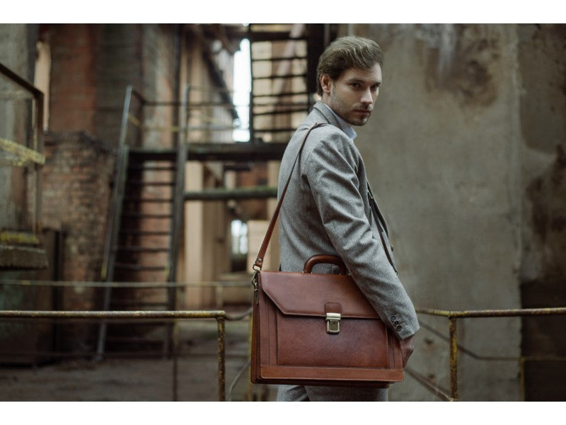 Invisible Man Large Leather Briefcase by Time Resistance Jetset