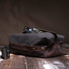 Men's Waxed Canvas Leather Dopp Kit - Gray Canvas with Brown Leather by Tram 21 on Jetset Times SHOP