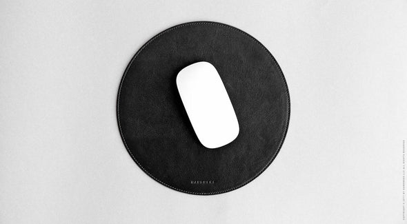 Round Leather Mouse Pad - Surface in Black by HANDWERS on Jetset Times SHOP