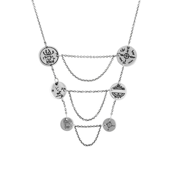 Women's Sami Breastplate Coin Necklace - Silver by No 13 on Jetset Times SHOP