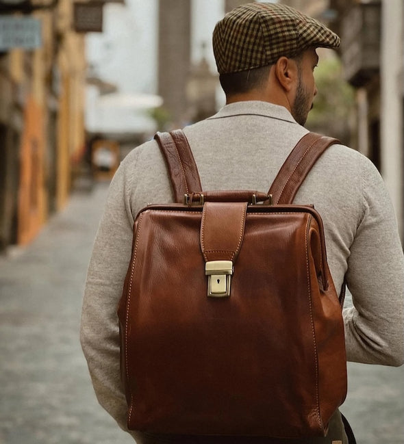 A Brief Story of Time - Leather Backpack