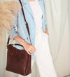 Alice in Wonderland - Brown Leather Shoulder Bag for Women