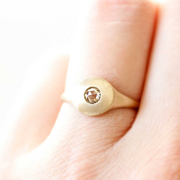 Champagne Diamond Signet Ring