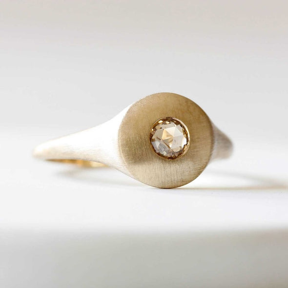 Champagne Diamond Signet Ring