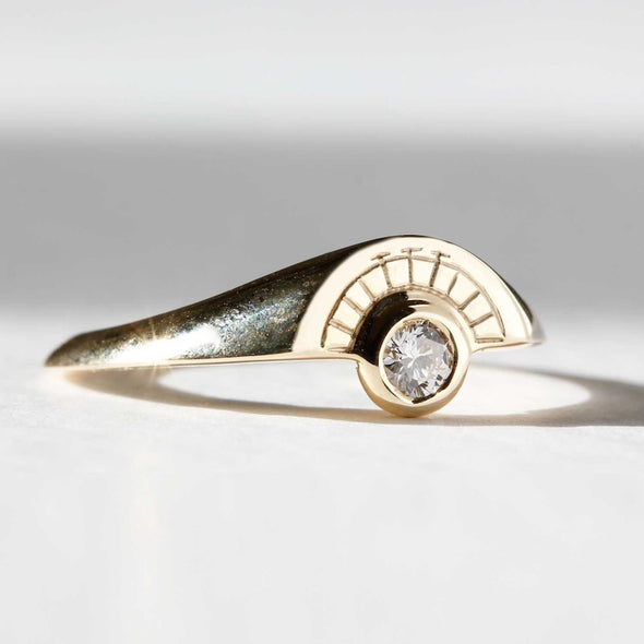 Diamond Moon Signet Ring