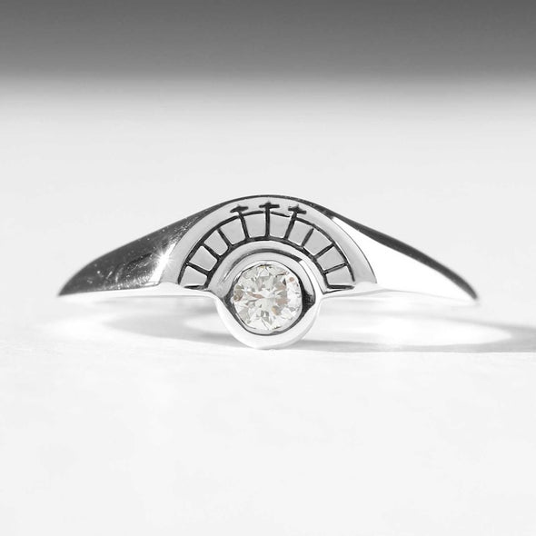 Diamond Moon Signet Ring