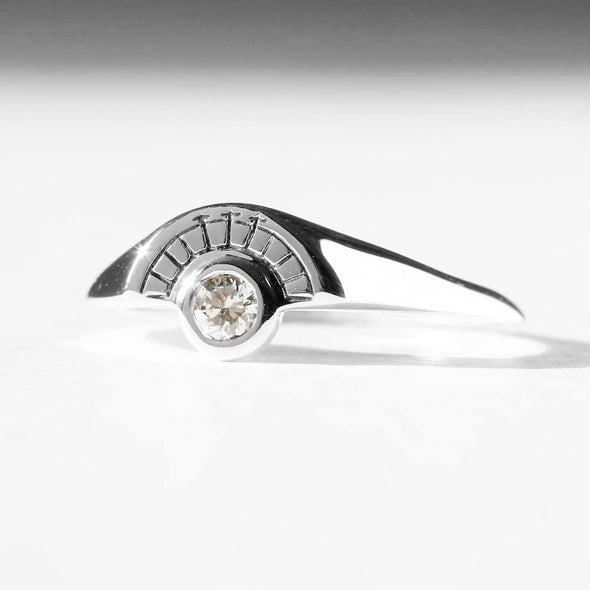 Diamond Moon Signet Ring