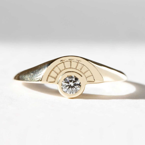 Diamond Moon Signet Ring