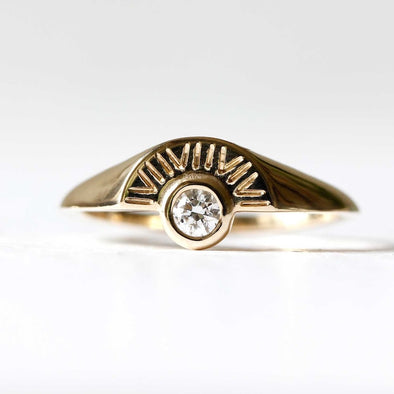 Diamond Sun Signet Ring