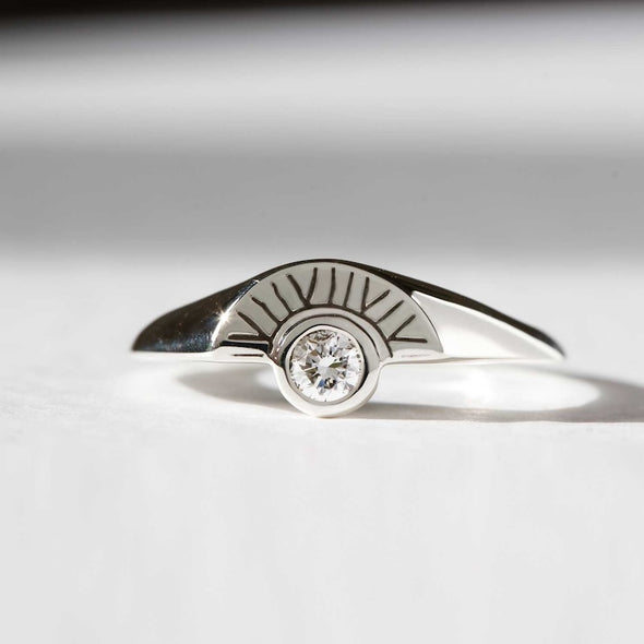 Diamond Sun Signet Ring