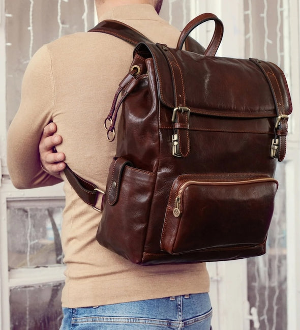 The Good Earth - Brown Leather Backpack