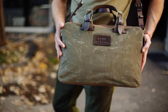 Leather and Canvas Briefcase