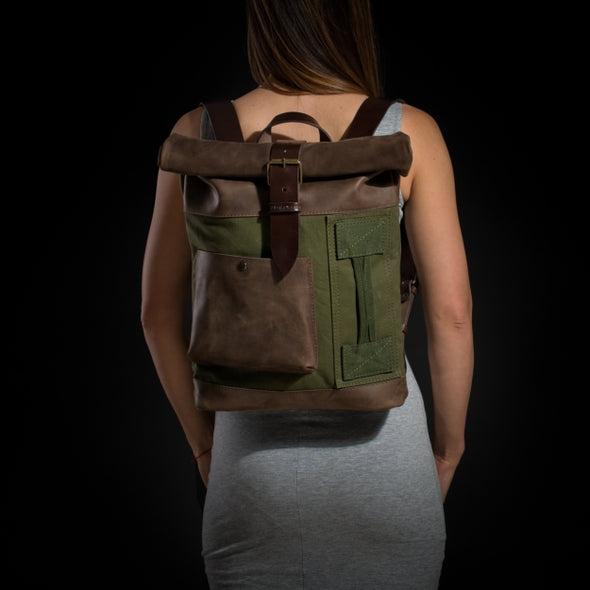 Military Canvas Slip Pocket Backpack