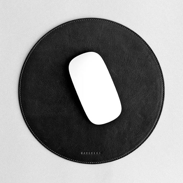 Round Leather Mouse Pad - Surface in Black by HANDWERS on Jetset Times SHOP