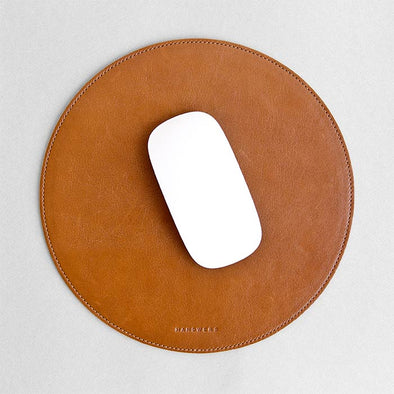 Round Leather Mouse Pad - Surface in Brown by HANDWERS on Jetset Times SHOP
