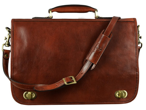 Dark Brown Leather Briefcase - Illusions for Men and Women by Time Resistance on Jetset Times SHOP