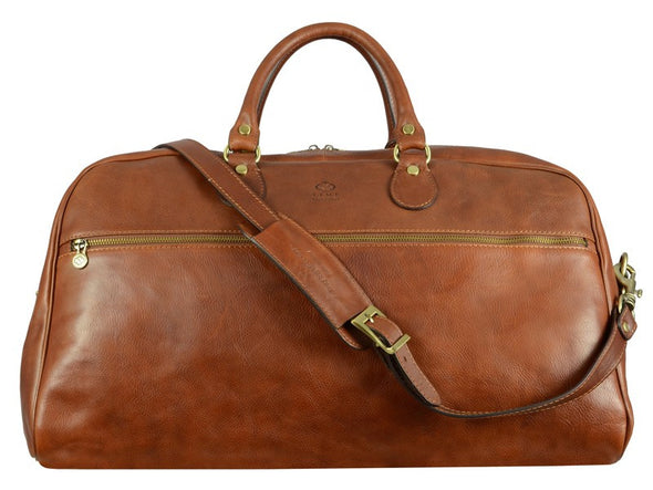 Light Brown Leather Duffel Bag - Fear and Loathing in Las Vegas for Men and Women by Time Resistance on Jetset Times SHOP