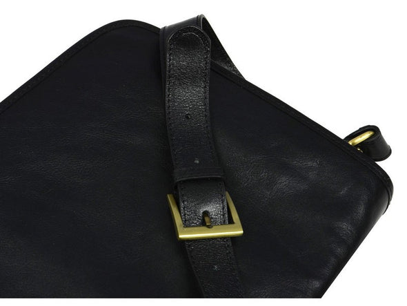 Black Leather Messenger Bag - The Stranger for Men and Women by Time Resistance on Jetset Times SHOP