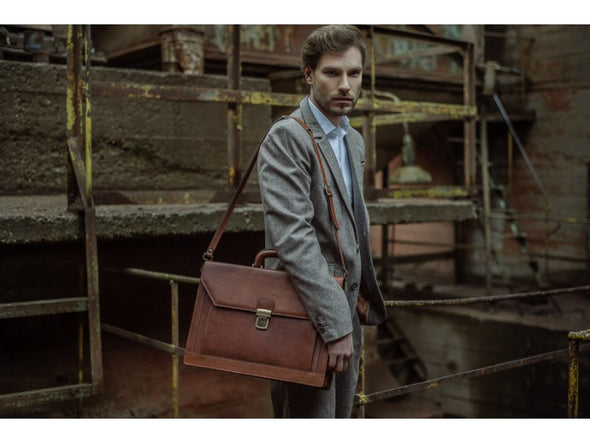 Brown Leather Briefcase - Invisible Man for Men and Women by Time Resistance on Jetset Times SHOP