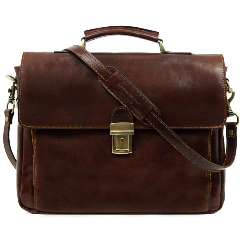 Leather Laptop Bag, Real Genuine Full-Grain Briefcase