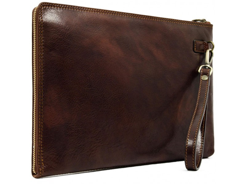 Manuela | Women's clutch bag in metallic leather color metallic bronze – Il  Bisonte