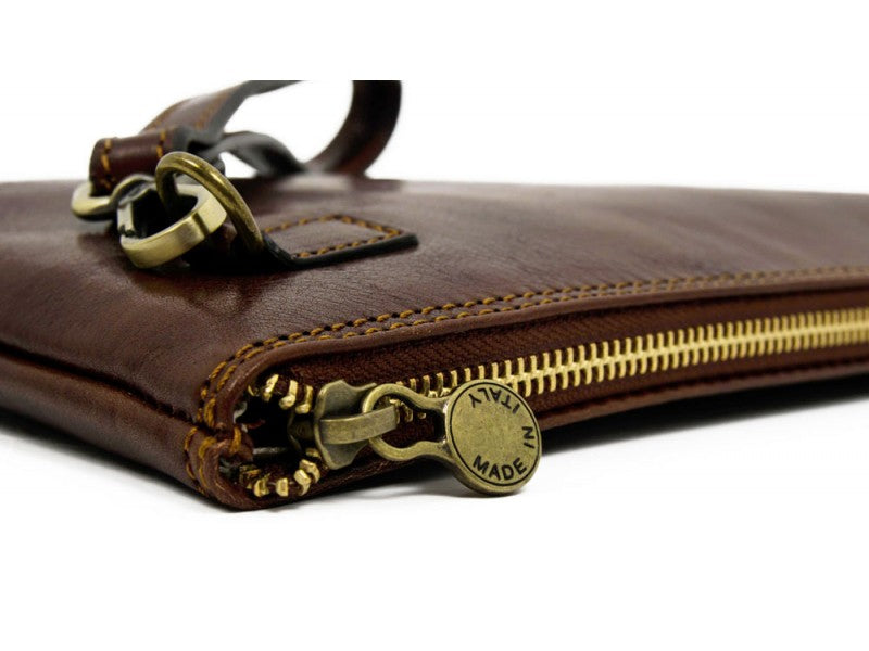 The Brothers Karamazov - Brown Leather Men's Clutch Purse by Time  Resistance