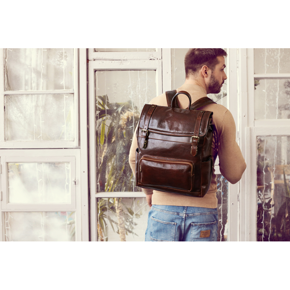 The Good Earth - Brown Leather Backpack