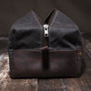 Men's Waxed Canvas Leather Dopp Kit - Gray Canvas with Brown Leather by Tram 21 on Jetset Times SHOP