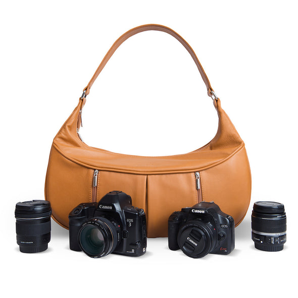 Women's Brown Leather Camera Bag - Cologne by POMPIDOO on Jetset Times SHOP
