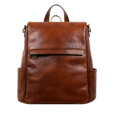 The Waves - Cognac Brown Leather Backpack
