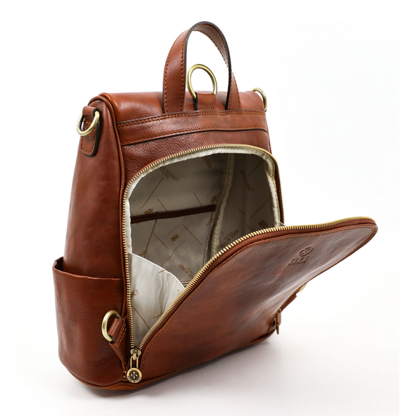 The Waves - Cognac Brown Leather Backpack
