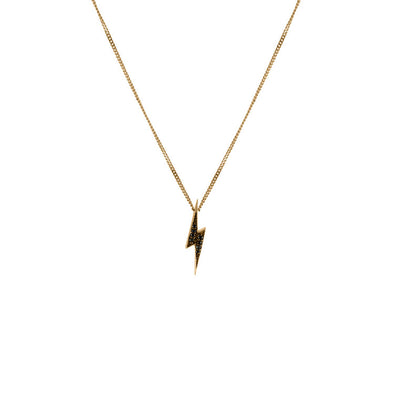 Women's Lightning Bolt Pendant Necklace - 9ct Gold & Black Diamonds by No 13 on Jetset Times SHOP