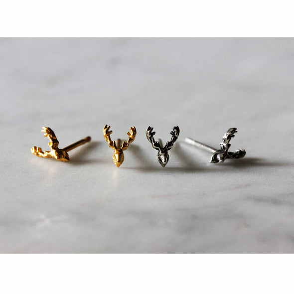 Reindeer Stud Earrings - Gold Vermeil