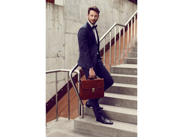 Dark Brown Leather Briefcase - The Sound of the Mountain for Men and Women by Time Resistance on Jetset Times SHOP