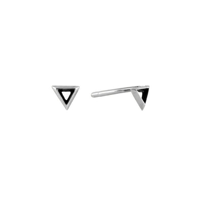 Women's Triangle Stud Earrings - Oxidized Silver by No 13 on Jetset Times SHOP