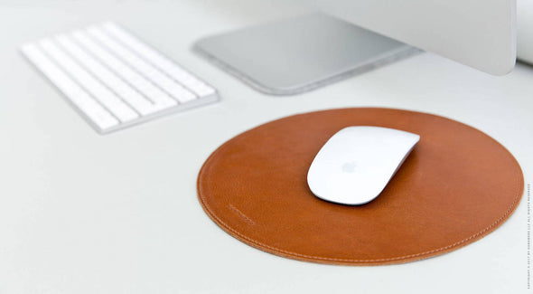 Round Leather Mouse Pad - Surface in Brown by HANDWERS on Jetset Times SHOP