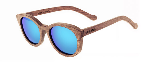 Wood Sunglasses for Men and Women - Birchwood with Sky Blue Lenses by BREVNO on Jetset Times SHOP