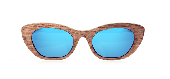 Wood Sunglasses for Men and Women - Birchwood with Sky Blue Lenses by BREVNO on Jetset Times SHOP