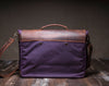 Waxed Canvas Leather Laptop Messenger Bag for Men and Women - Purple Canvas with Brown Leather by Tram 21 on Jetset Times SHOP