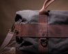 Waxed Canvas Leather Weekender Duffel Bag for Men and Women - Gray Canvas with Brown Leather by Tram 21 on Jetset Times SHOP