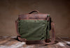 Waxed Canvas Leather Laptop Messenger Bag for Men and Women - Green Canvas with Brown Leather by Tram 21 on Jetset Times SHOP