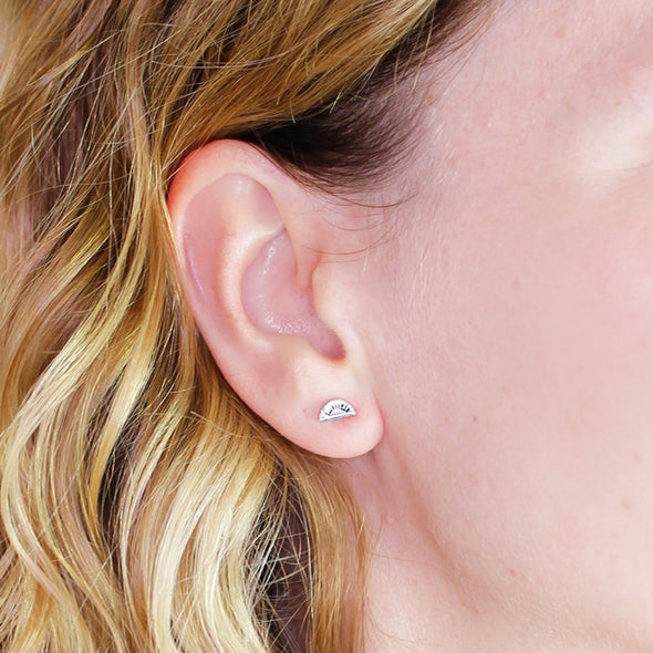 Women's Half Circle Stud Earrings - Sami Sun & Moon in Silver by No 13 on Jetset Times SHOP