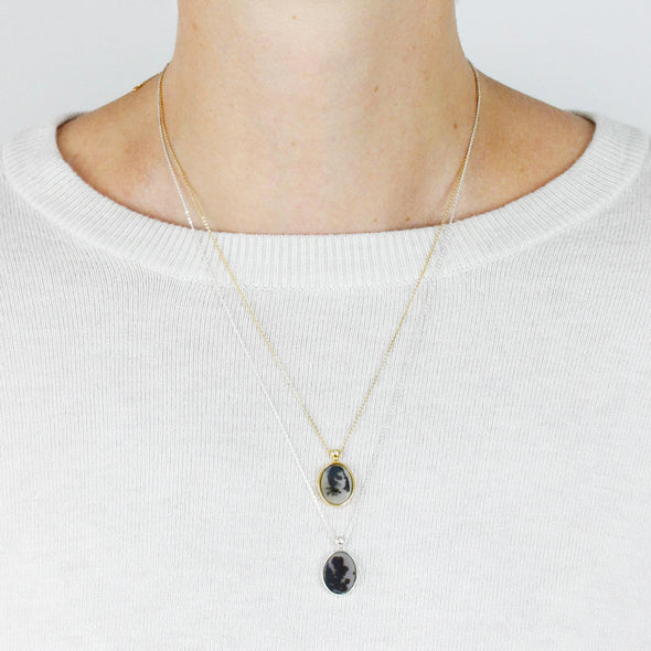 Agate & Diamond Pendant Necklace