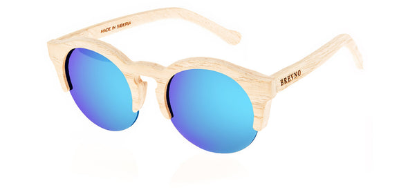 Wood Sunglasses for Men and Women - Ashwood with Sky Blue Lenses by BREVNO on Jetset Times SHOP