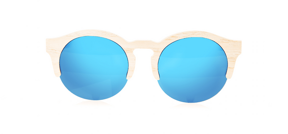Wood Sunglasses for Men and Women - Ashwood with Sky Blue Lenses by BREVNO on Jetset Times SHOP
