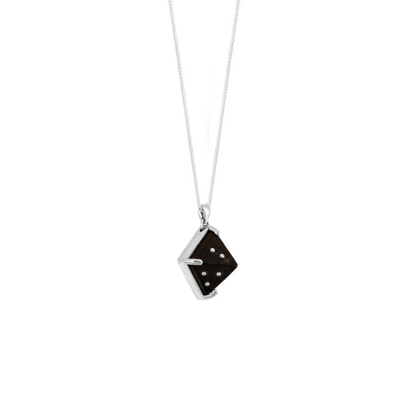 Women's Sami Pyramid Pendant Necklace - Silver & Black by No 13 on Jetset Times SHOP