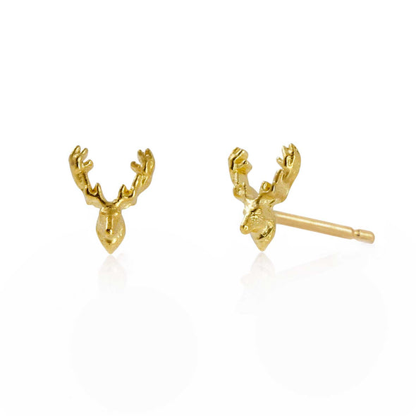 Reindeer Stud Earrings - Gold Vermeil