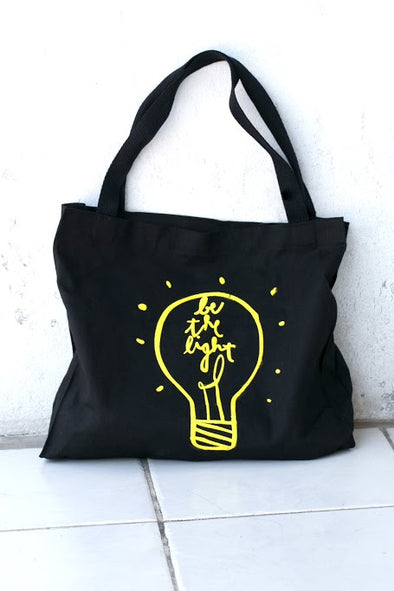 Be the Light Tote- Yellow Text