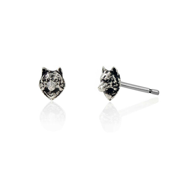 Wolf Stud Earrings - Silver
