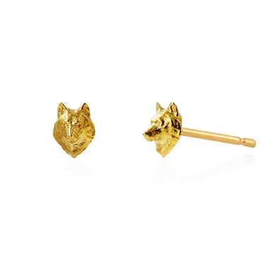 Wolf Stud Earrings - Gold Vermeil